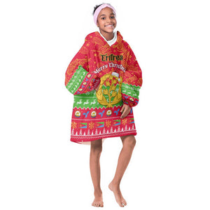 Personalised Eritrea Christmas KId Wearable Blanket Hoodie Eritrean Olive Santa Claus Merry Xmas