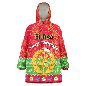 Personalised Eritrea Christmas KId Wearable Blanket Hoodie Eritrean Olive Santa Claus Merry Xmas