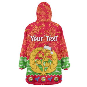 Personalised Eritrea Christmas KId Wearable Blanket Hoodie Eritrean Olive Santa Claus Merry Xmas