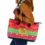 Personalised Eritrea Christmas Leather Tote Bag Eritrean Olive Santa Claus Merry Xmas