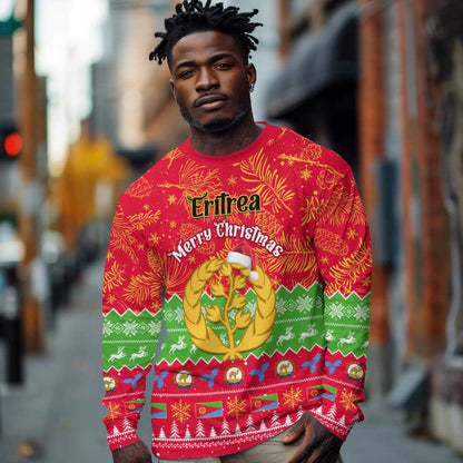 Personalised Eritrea Christmas Long Sleeve Shirt Eritrean Olive Santa Claus Merry Xmas LT14