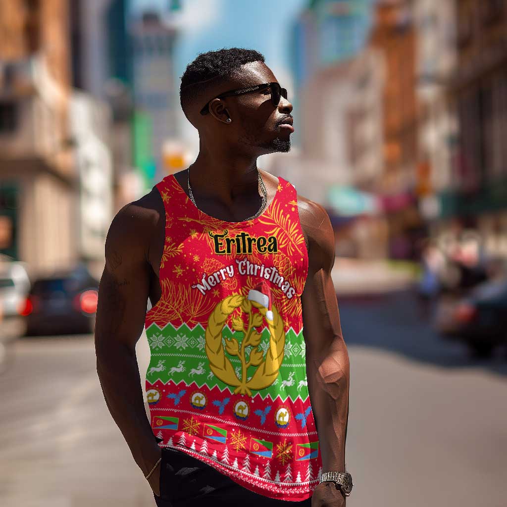 Personalised Eritrea Christmas Men Tank Top Eritrean Olive Santa Claus Merry Xmas