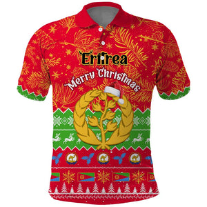 Personalised Eritrea Christmas Polo Shirt Eritrean Olive Santa Claus Merry Xmas