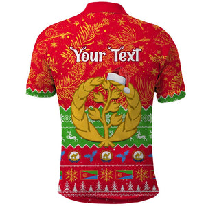 Personalised Eritrea Christmas Polo Shirt Eritrean Olive Santa Claus Merry Xmas