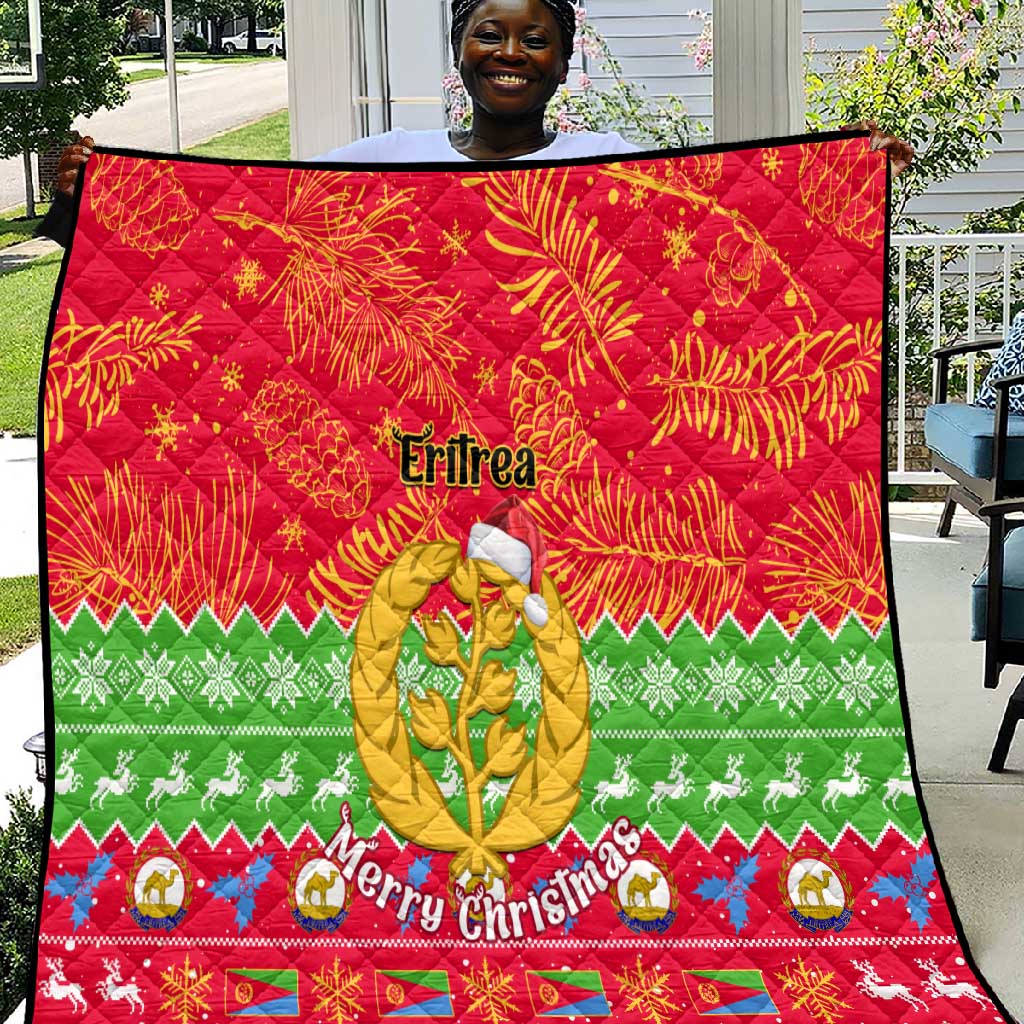 Personalised Eritrea Christmas Quilt Eritrean Olive Santa Claus Merry Xmas