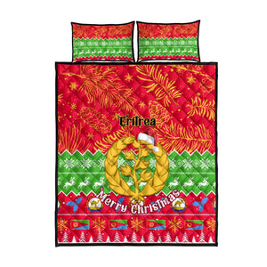 Personalised Eritrea Christmas Quilt Bed Set Eritrean Olive Santa Claus Merry Xmas