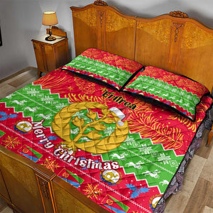 Personalised Eritrea Christmas Quilt Bed Set Eritrean Olive Santa Claus Merry Xmas