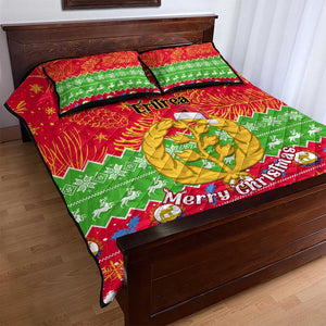 Personalised Eritrea Christmas Quilt Bed Set Eritrean Olive Santa Claus Merry Xmas