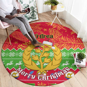 Personalised Eritrea Christmas Round Carpet Eritrean Olive Santa Claus Merry Xmas