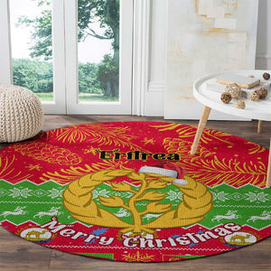 Personalised Eritrea Christmas Round Carpet Eritrean Olive Santa Claus Merry Xmas