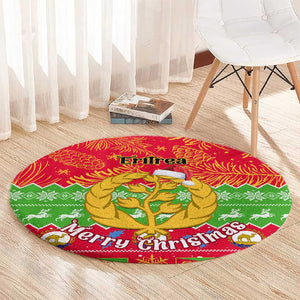 Personalised Eritrea Christmas Round Carpet Eritrean Olive Santa Claus Merry Xmas