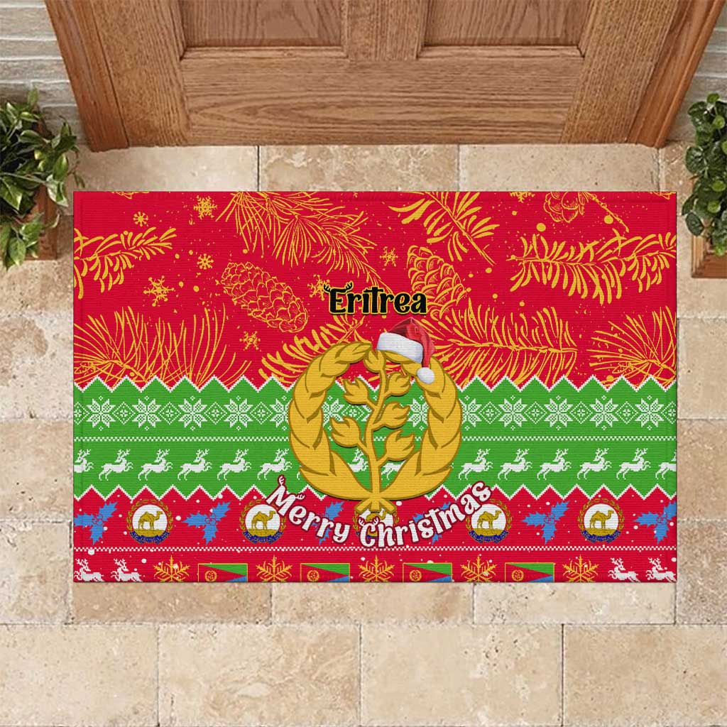 Personalised Eritrea Christmas Rubber Doormat Eritrean Olive Santa Claus Merry Xmas