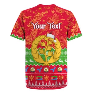 Personalised Eritrea Christmas Rugby Jersey Eritrean Olive Santa Claus Merry Xmas