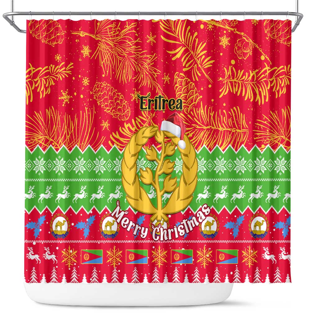 Personalised Eritrea Christmas Shower Curtain Eritrean Olive Santa Claus Merry Xmas