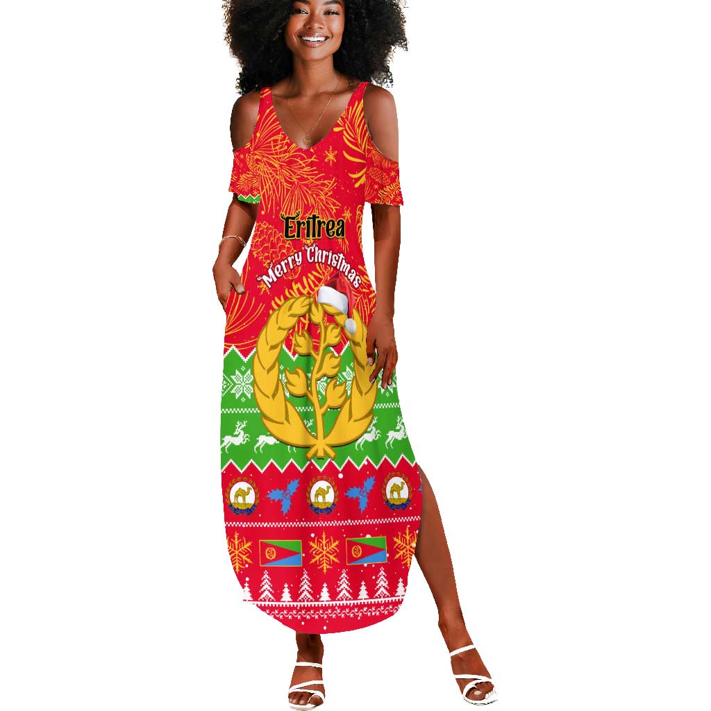 Personalised Eritrea Christmas Summer Maxi Dress Eritrean Olive Santa Claus Merry Xmas