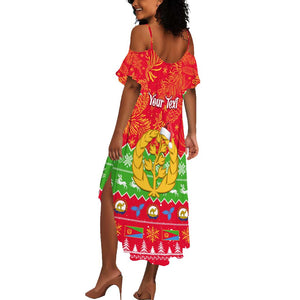 Personalised Eritrea Christmas Summer Maxi Dress Eritrean Olive Santa Claus Merry Xmas