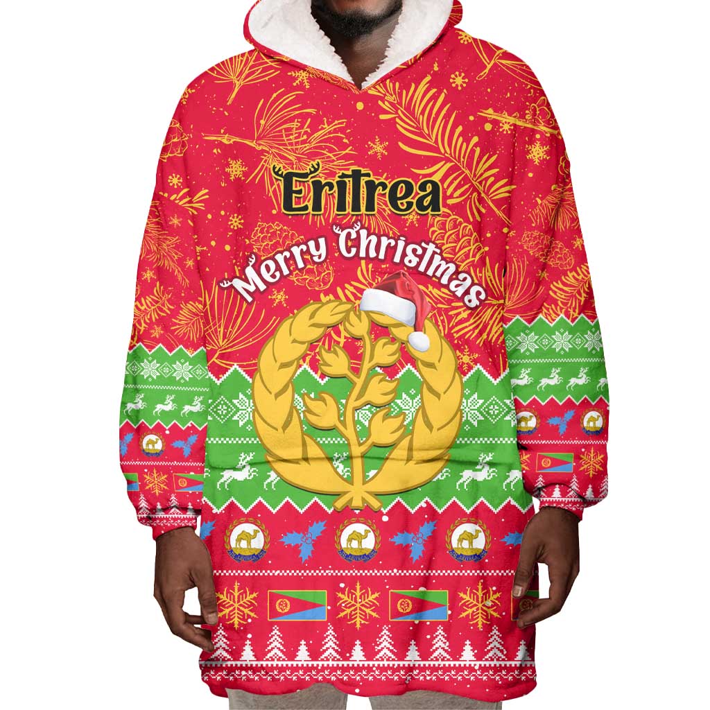 Personalised Eritrea Christmas Wearable Blanket Hoodie Eritrean Olive Santa Claus Merry Xmas