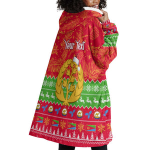 Personalised Eritrea Christmas Wearable Blanket Hoodie Eritrean Olive Santa Claus Merry Xmas