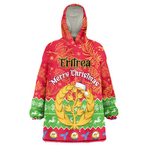 Personalised Eritrea Christmas Wearable Blanket Hoodie Eritrean Olive Santa Claus Merry Xmas