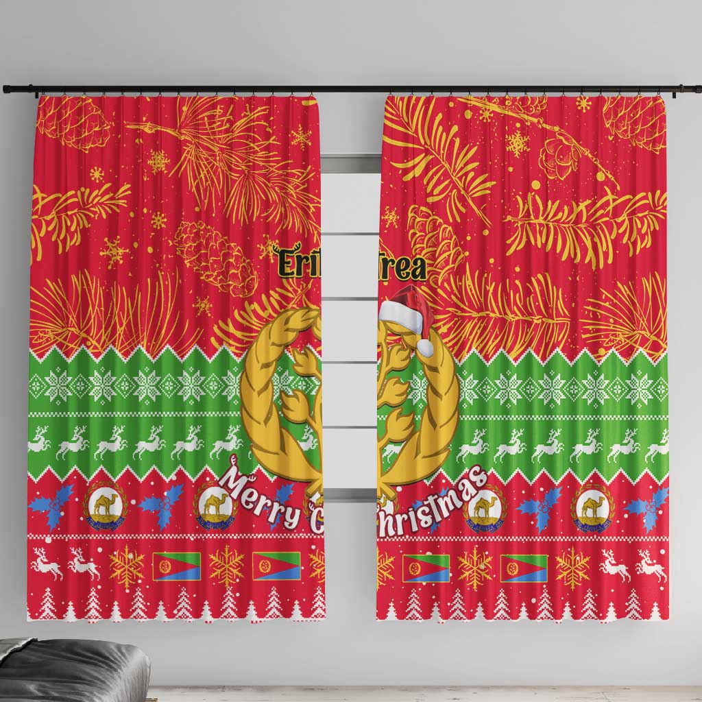 Personalised Eritrea Christmas Window Curtain Eritrean Olive Santa Claus Merry Xmas