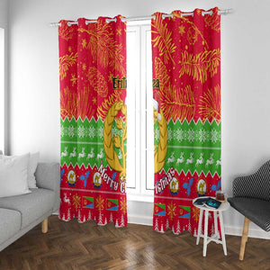 Personalised Eritrea Christmas Window Curtain Eritrean Olive Santa Claus Merry Xmas