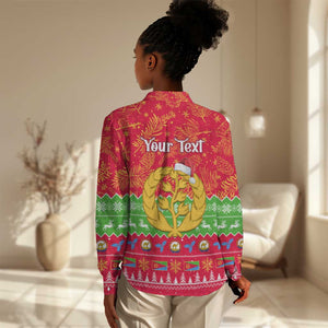 Personalised Eritrea Christmas Women Casual Shirt Eritrean Olive Santa Claus Merry Xmas