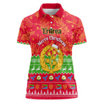 Personalised Eritrea Christmas Women Polo Shirt Eritrean Olive Santa Claus Merry Xmas