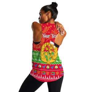 Personalised Eritrea Christmas Women Racerback Tank Eritrean Olive Santa Claus Merry Xmas