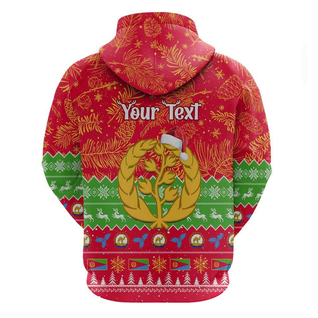Personalised Eritrea Christmas Zip Hoodie Eritrean Olive Santa Claus Merry Xmas