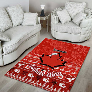 Personalised Canada Christmas Area Rug Maple Leaf Santa With Map Merry Xmas