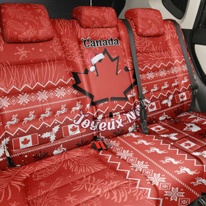 Personalised Canada Christmas Back Car Seat Cover Maple Leaf Santa With Map Merry Xmas