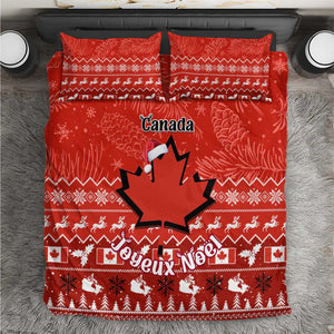 Personalised Canada Christmas Bedding Set Maple Leaf Santa With Map Merry Xmas