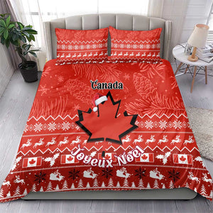 Personalised Canada Christmas Bedding Set Maple Leaf Santa With Map Merry Xmas