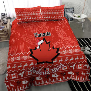 Personalised Canada Christmas Bedding Set Maple Leaf Santa With Map Merry Xmas