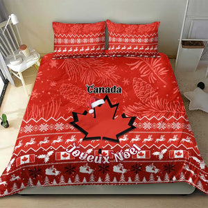 Personalised Canada Christmas Bedding Set Maple Leaf Santa With Map Merry Xmas