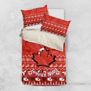 Personalised Canada Christmas Bedding Set Maple Leaf Santa With Map Merry Xmas