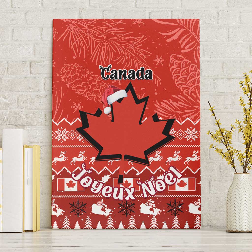 Personalised Canada Christmas Canvas Wall Art Maple Leaf Santa With Map Merry Xmas