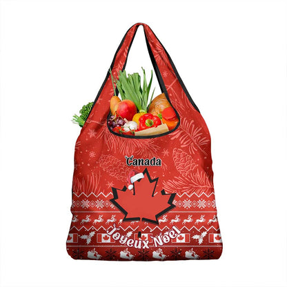 Personalised Canada Christmas Grocery Bag Maple Leaf Santa With Map Merry Xmas