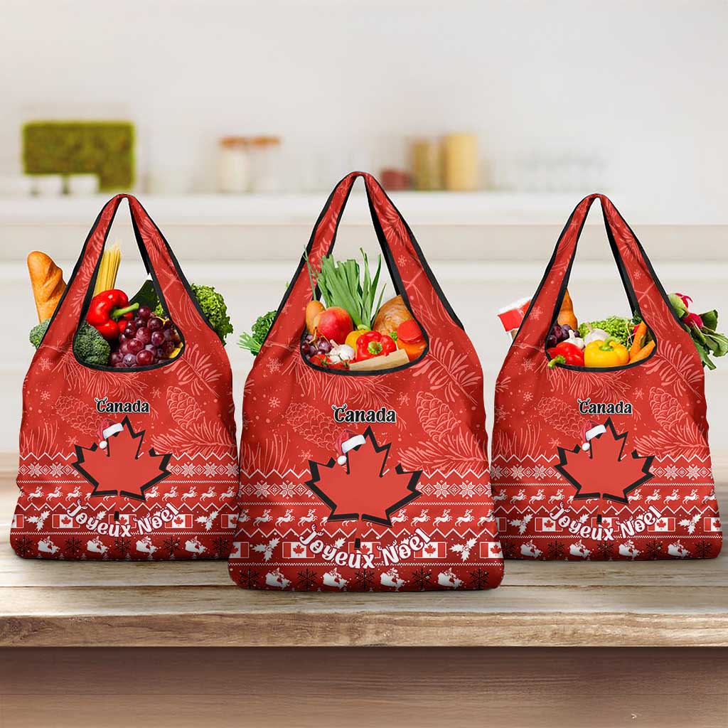 Personalised Canada Christmas Grocery Bag Maple Leaf Santa With Map Merry Xmas