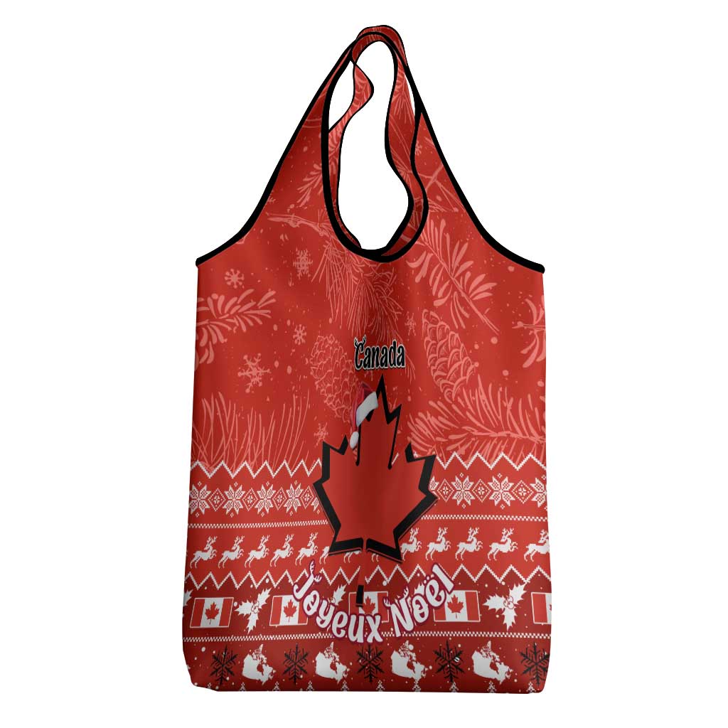 Personalised Canada Christmas Grocery Bag Maple Leaf Santa With Map Merry Xmas