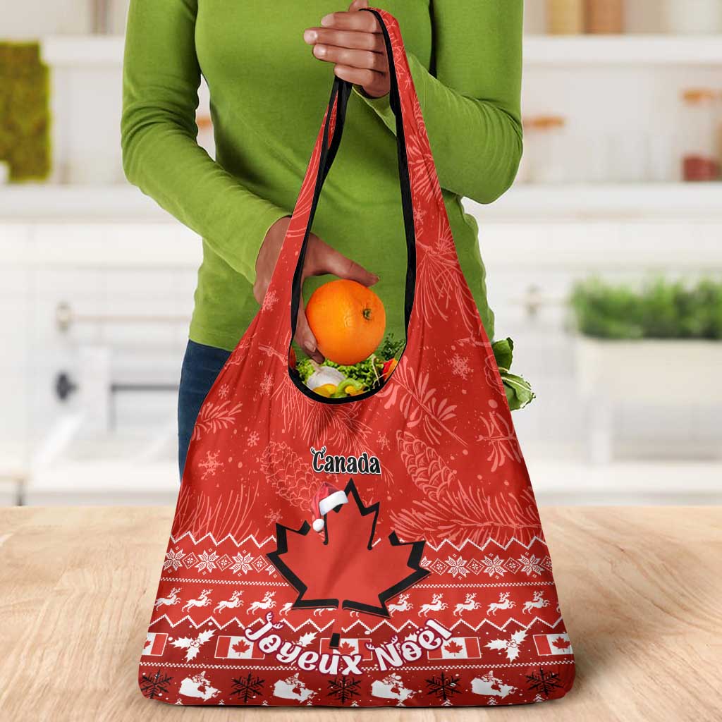Personalised Canada Christmas Grocery Bag Maple Leaf Santa With Map Merry Xmas