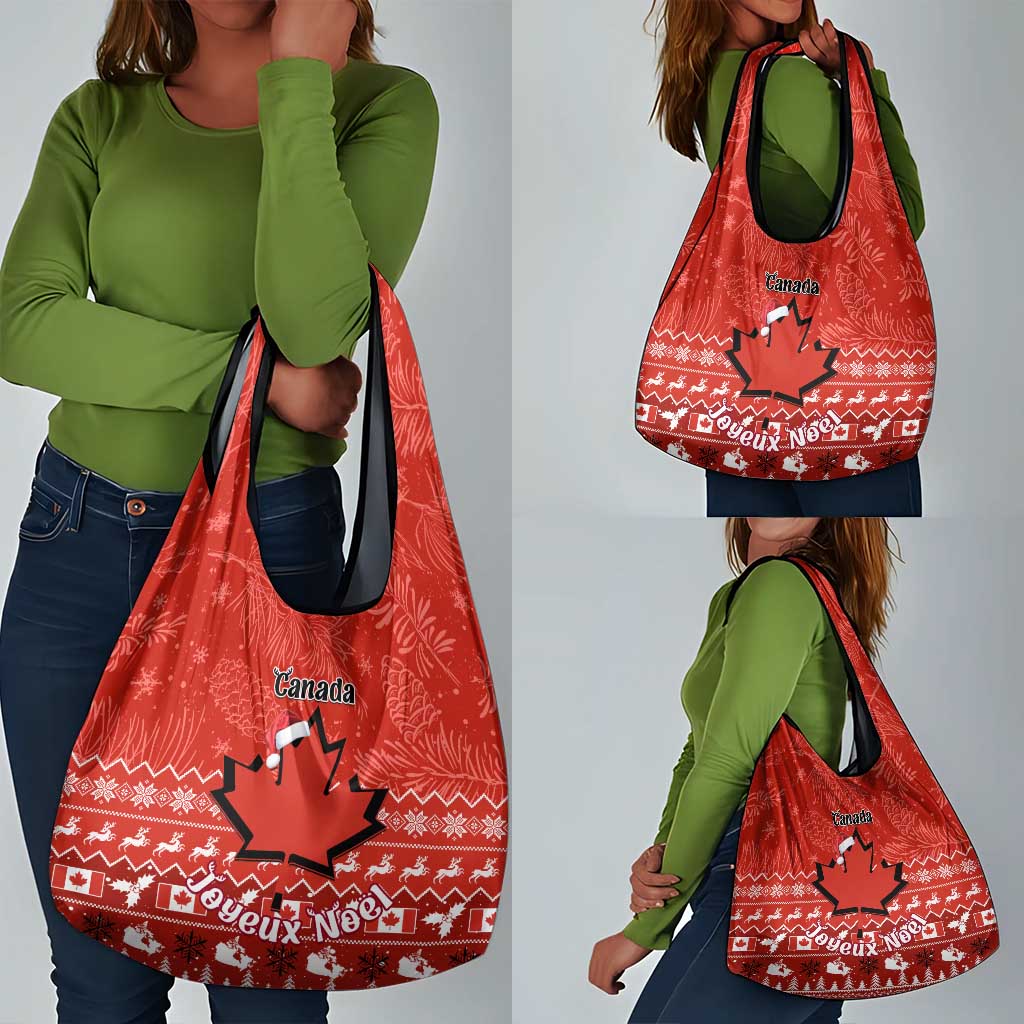 Personalised Canada Christmas Grocery Bag Maple Leaf Santa With Map Merry Xmas