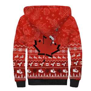 Personalised Canada Christmas Sherpa Hoodie Maple Leaf Santa With Map Merry Xmas