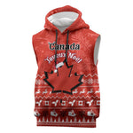 Personalised Canada Christmas Sleeveless Hoodie Maple Leaf Santa With Map Merry Xmas - African Pride
