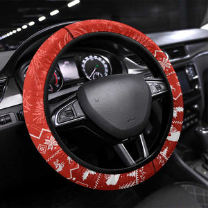 Canada Christmas Steering Wheel Cover Maple Leaf Santa With Map Merry Xmas