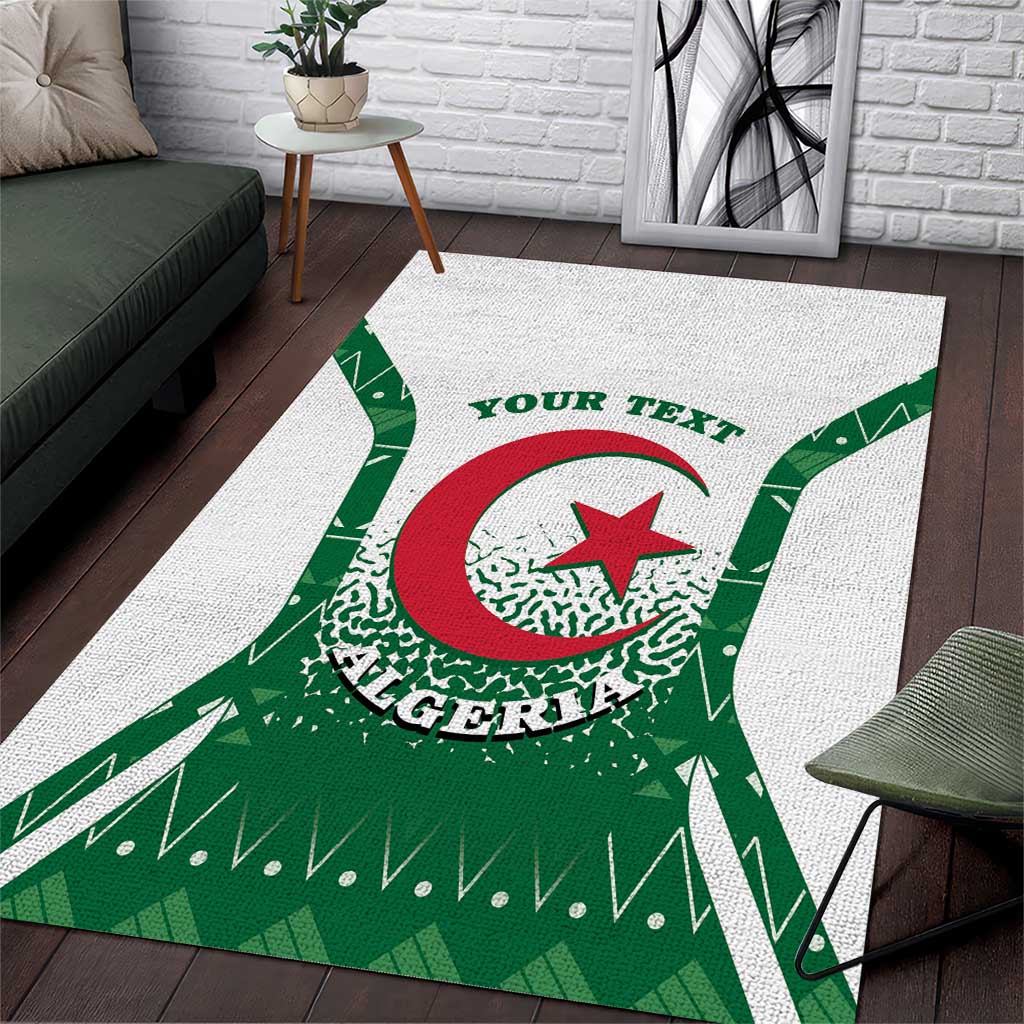 Personalized Afro Algeria Area Rug Coat Of Arms African Pattern