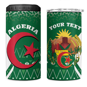 Personalized Afro Algeria 4 in 1 Can Cooler Tumbler Coat Of Arms African Pattern