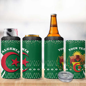 Personalized Afro Algeria 4 in 1 Can Cooler Tumbler Coat Of Arms African Pattern