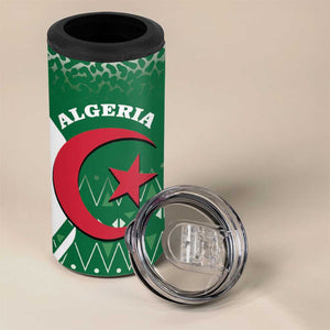 Personalized Afro Algeria 4 in 1 Can Cooler Tumbler Coat Of Arms African Pattern