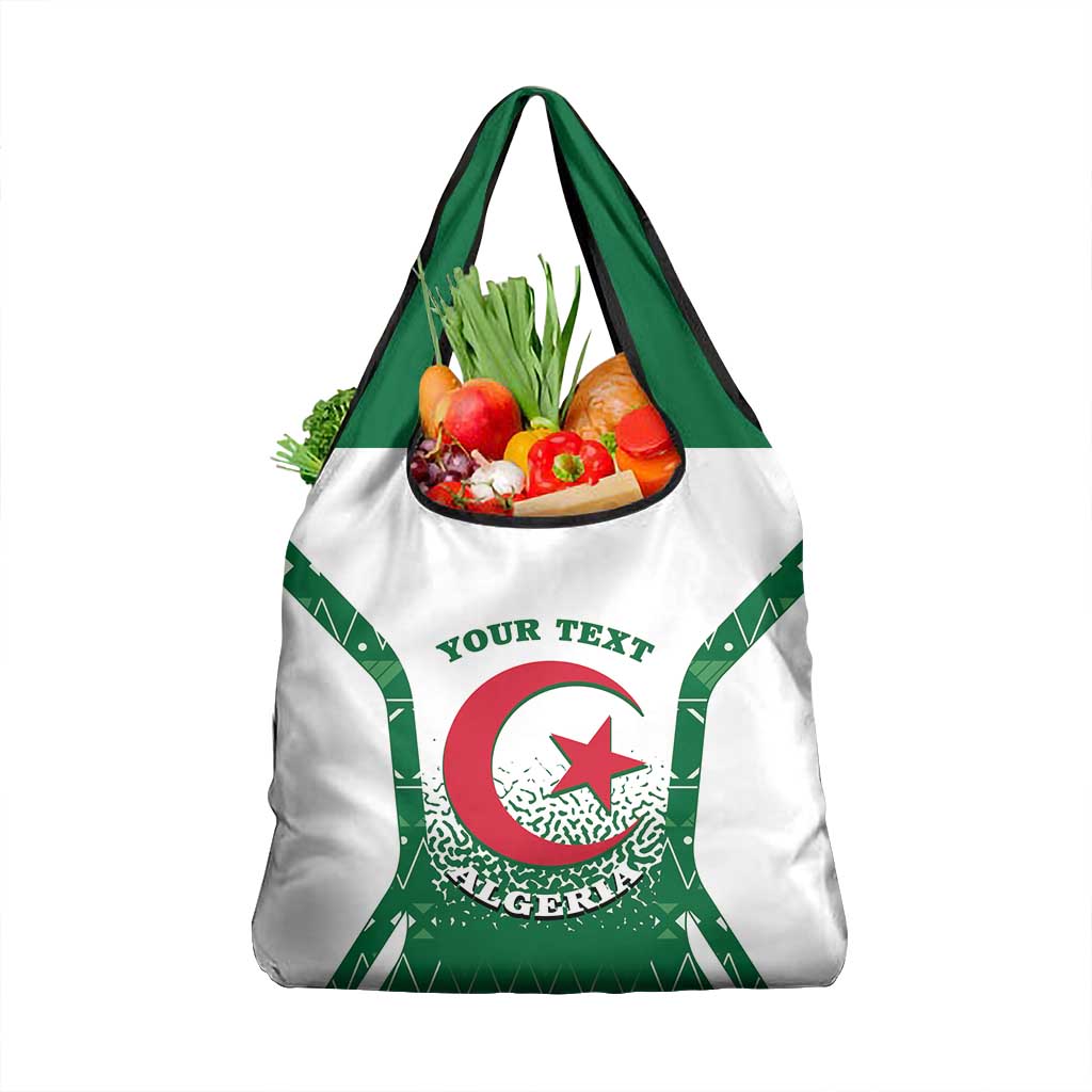 Personalized Afro Algeria Grocery Bag Coat Of Arms African Pattern